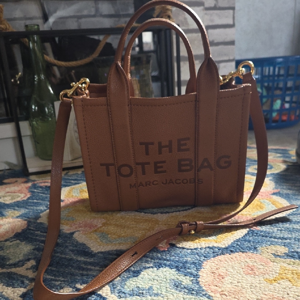 Marc Jacobs Brown Pebbled Leather The Tote Bag with Removable Strap